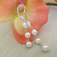 Eleganti, koši baltu pērļu auskari